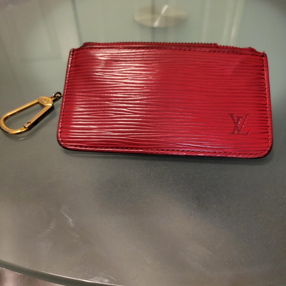 Louis Vuitton Epi Red Coin Pouch with Gold Clip